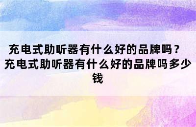 充电式助听器有什么好的品牌吗？ 充电式助听器有什么好的品牌吗多少钱